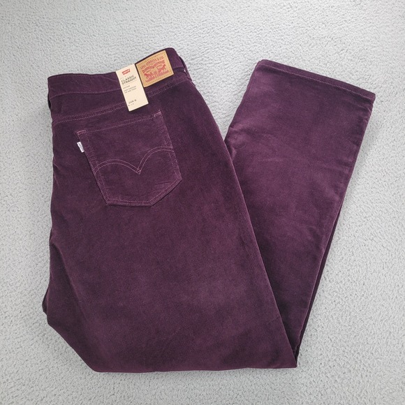 Levi's Denim - LEVIS Size 24W 414 Classic Straight Mid Rise Purple Corduroy Jeans NEW